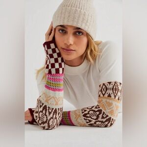Free People We The Free Gorgeous Thermal Cuff: Brown and Pink Long Sleeve Tee